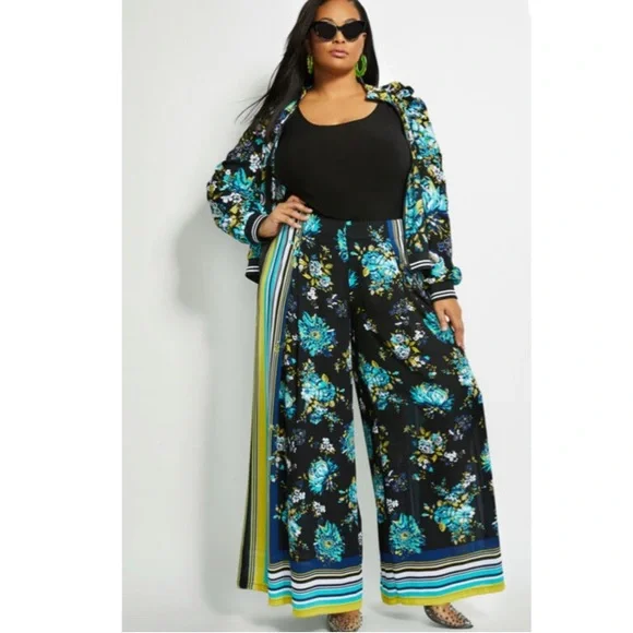 NWT Ashley Stewart Floral High Waist Palazzo Pants - Picture 3 of 7